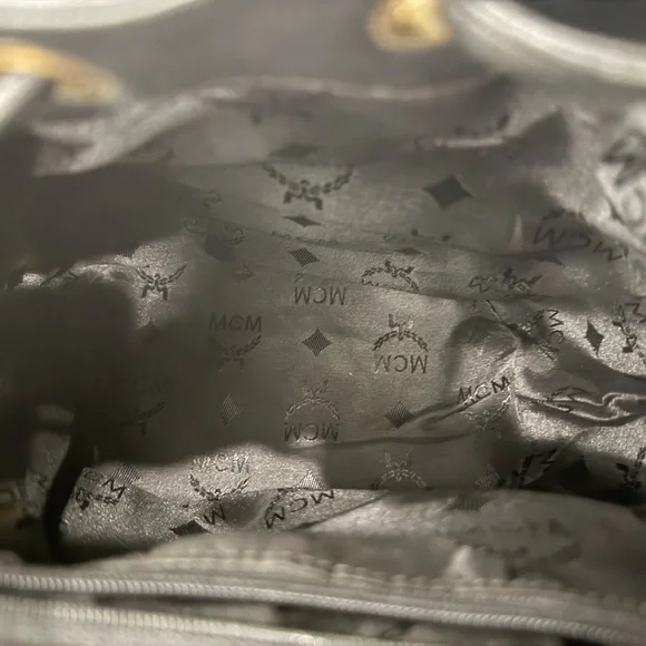 MCM Black Leather Backpack with Gold Accents - Picture 14 of 15